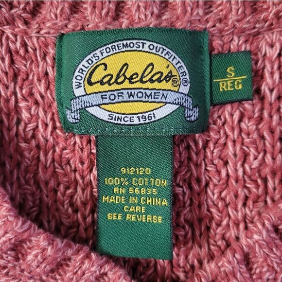 Cabela's Women's Red Marbled Cable-knit V-neck Pullover Long Sleeve Sweater - Picture 2 of 11